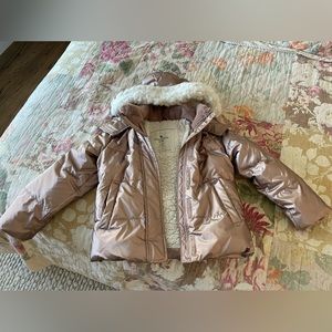 Abercrombie Kids Girls Size 7/8 Pink Parka with Fur Trim.